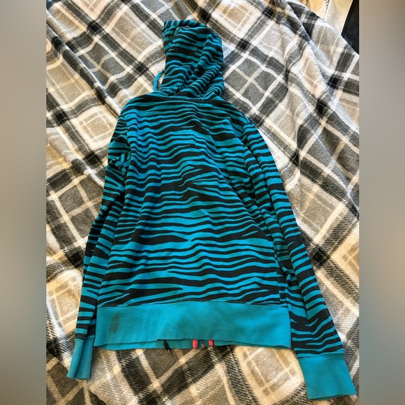 Striped Teal and Black Hoodie - Picture 2 of 7